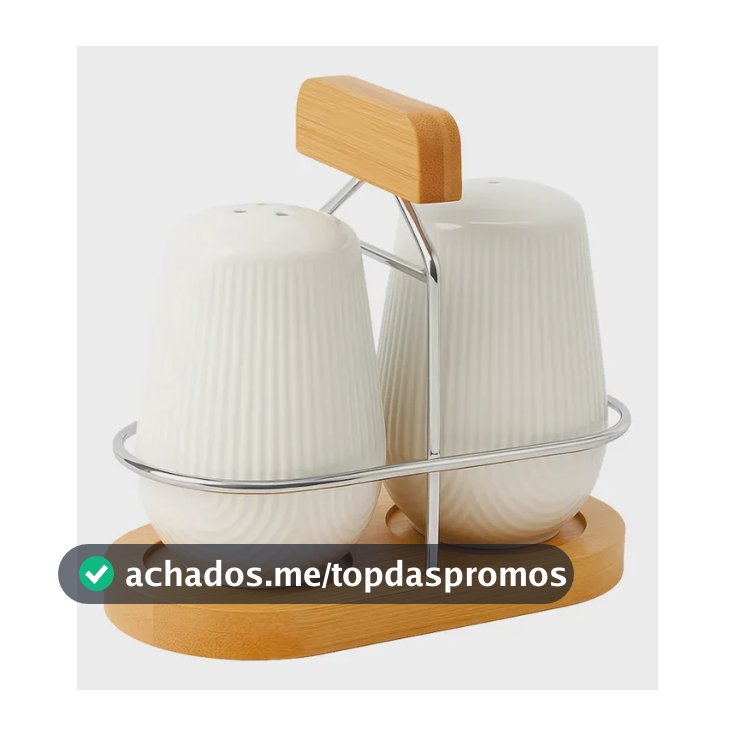 Saleiro e Pimenteiro Cerâmica Branco Com Suporte Bambu Haüskraft