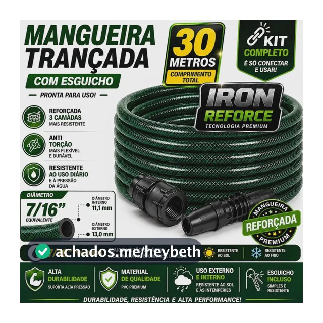 Mangueira Jardim 30 Metros Com Esguicho Trançada Mangueira Jardim 30m Metros Reforçada Flexível 7/16 Anti Mangueira De Jardim 30 Metros Dobra Irrigação Quintal Poço Lavagem Durável Lemont Web Verde