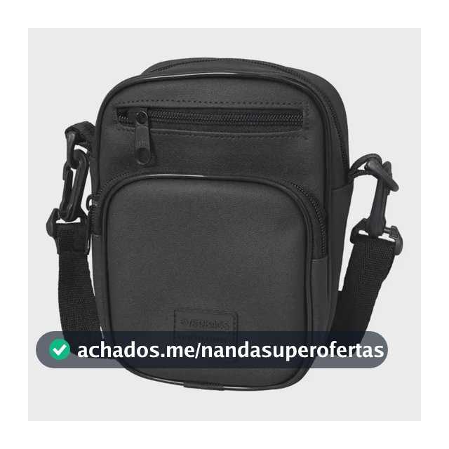 Bolsa Transversal Everbags Shoulder Bag Elemental Preta em Emborrachado