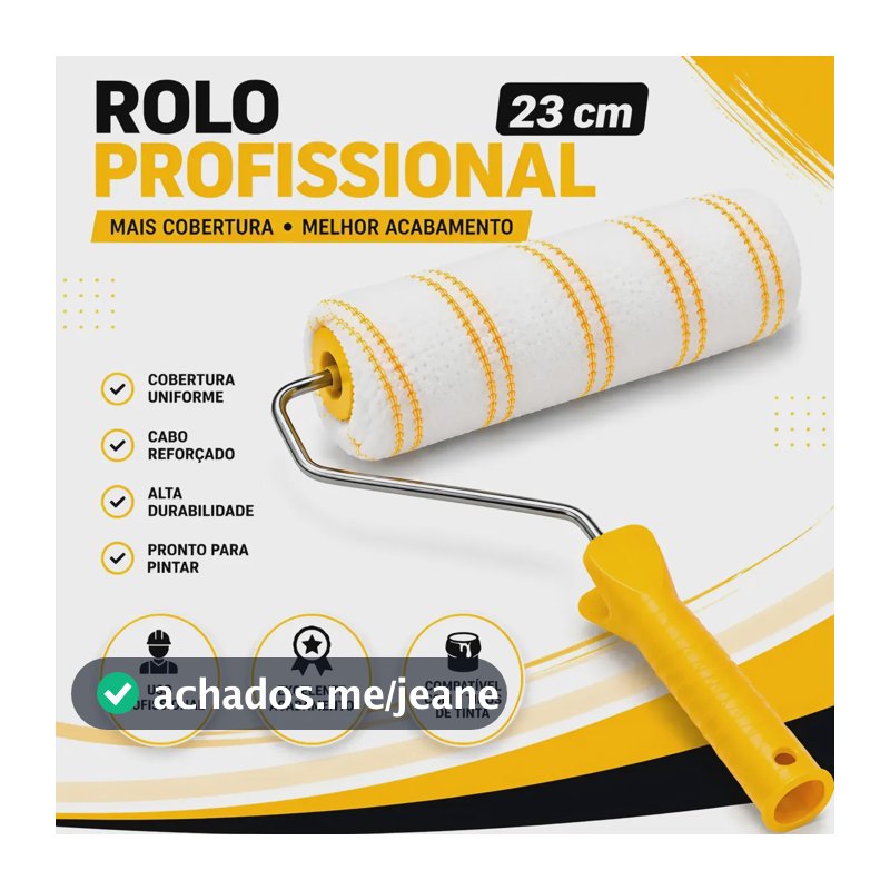 Rolo Pintura 23cm Lã Baixa Profissional Sem Respingo C/ Cabo