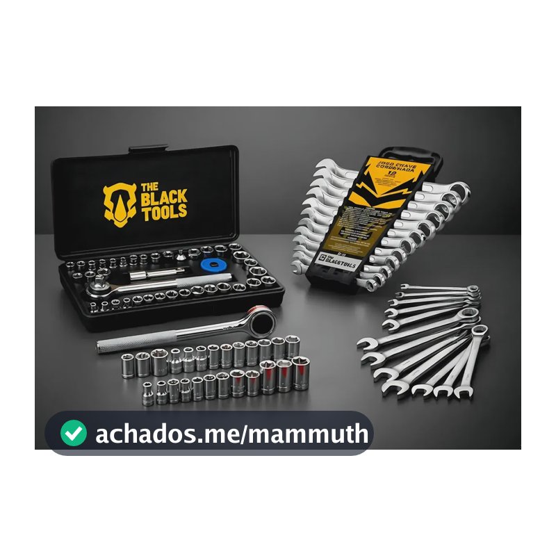 Jogo Ferramentas 50 Peças Soquetes Catraca Chave Combinada Preto