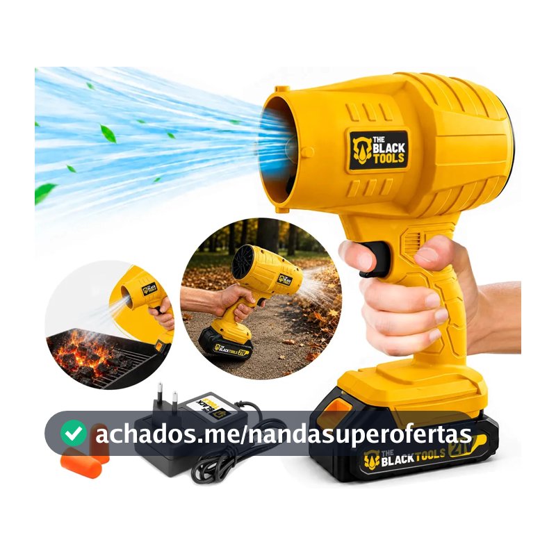 Soprador De Ar Turbo 21v Portátil Bateria Recarregável Potente Para Folhas Pó Limpeza Carro Tso-21a The Black Tools