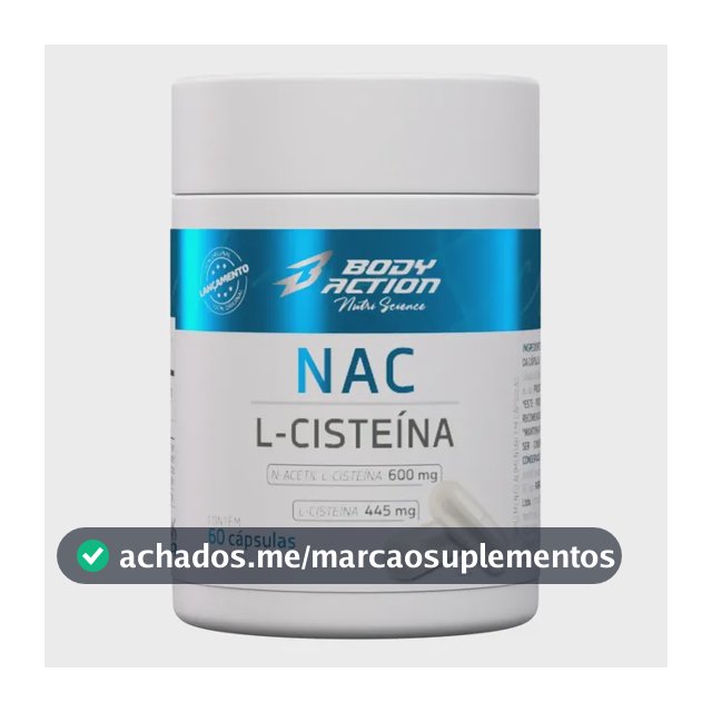Nac Acetilcisteína 600mg L-cisteína 445mg 60 Caps Bodyaction Sem Sabor