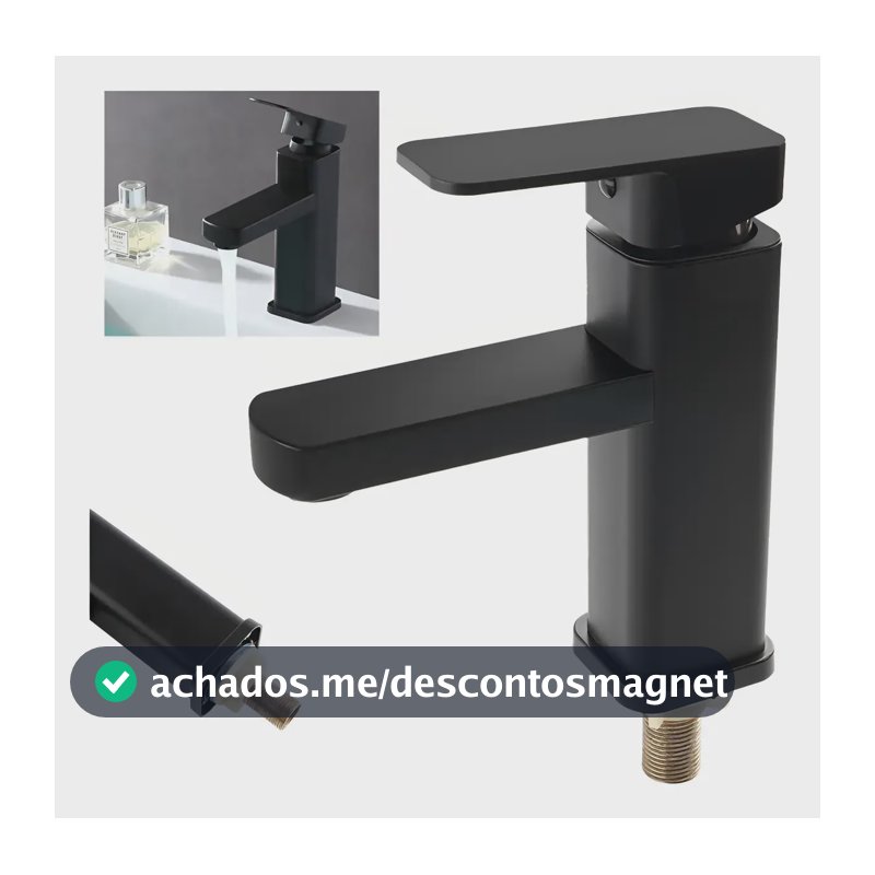 Torneira Banheiro Quadrada Preta Com Furo Único Pintada 1/2 Preto Processo De Pintura