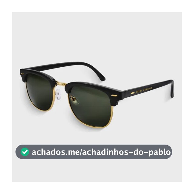 Óculos de Sol Quadrado Clubmaster Soho Green Black, da Saint Germain, em Metal Preto