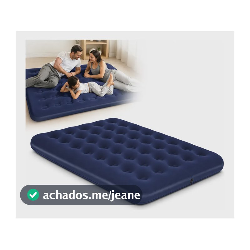 Colchão Inflável Casal Acampamento Super Resistente 300kg 191 × 137 × 22cm