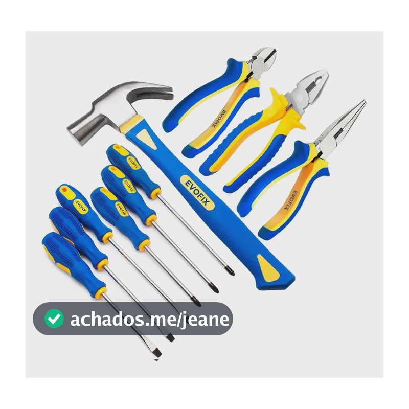 Kit de Ferramentas EVOFIX com Martelo, Alicates e Chaves (10 Peças)