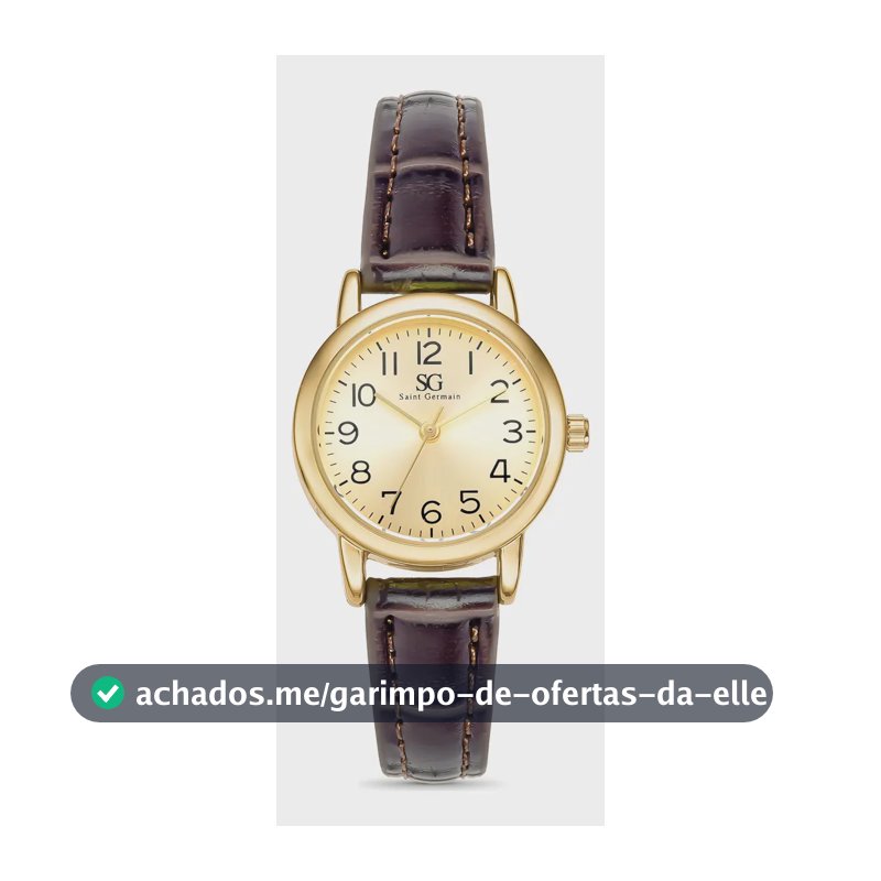 Relógio Saint Germain Houston Feminino Analógico Marrom Dourado Com Pulseira de Couro Sintético
