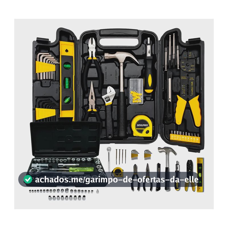 Maleta Estojo Kit Jogo 169 Ferramentas Caixa Completa Devilprex Preto