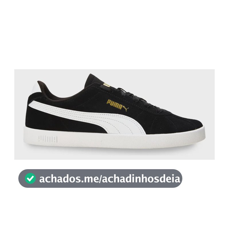 Tênis Masculino E Feminino Club Ii Puma Puma Black-puma White-puma Gold Geométrico 41 Br
