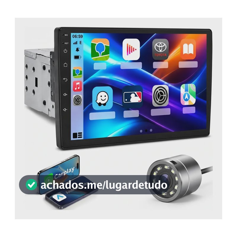 Multimidia Universal Carplay Android Auto Multimídia 1 Din Espelhamento Tela Ajustável Câm Ré