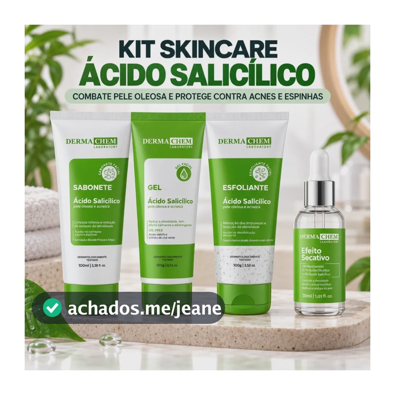 Kit Skincare Dermachem Pele Oleosa Elimina Acne Espinhas
