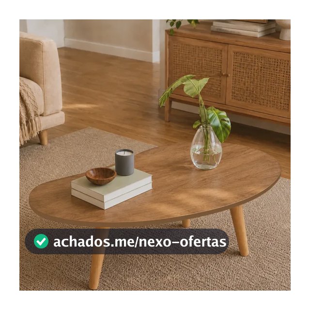 Mesa Centro Baixa Pé Palito Orgânica Decoração Sala Retrô Marrom
