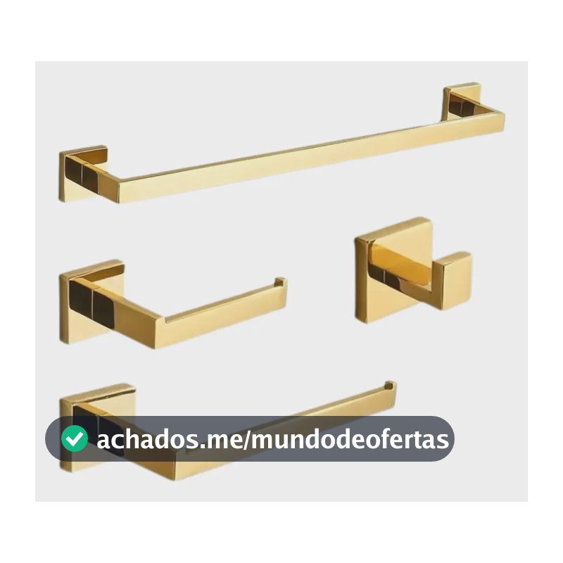 Kit Acessorios Banheiro Inox 304 Lavabo 40cm Dourado Gold Dourado