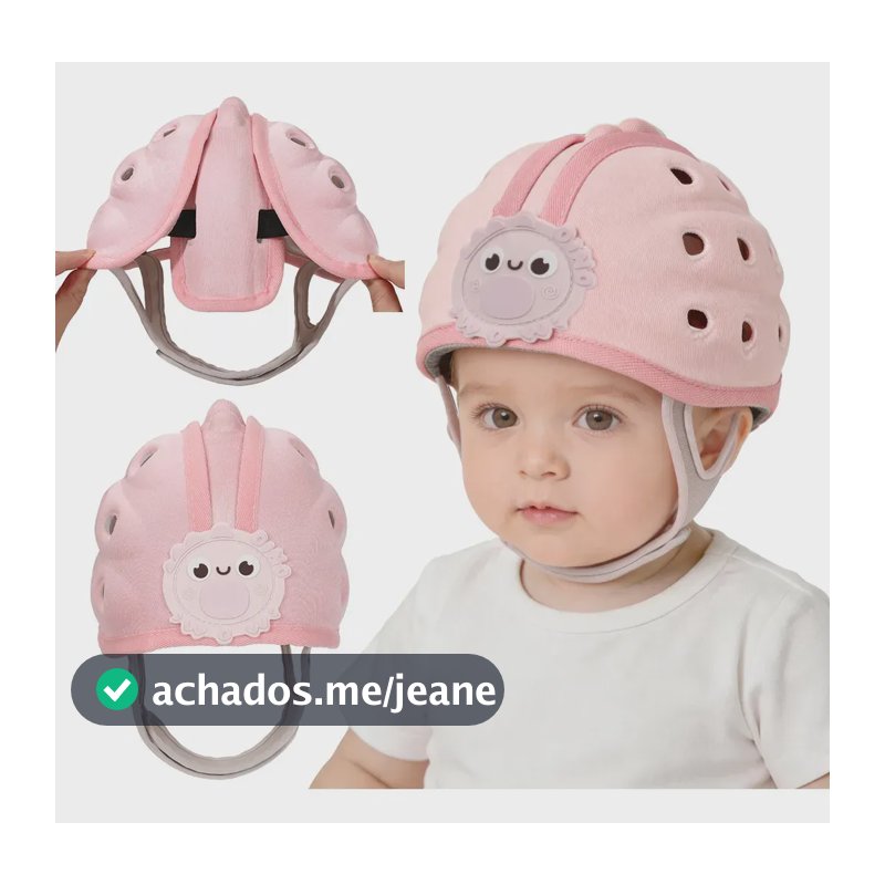 Capacete Proteção Cabeça Bebê, Capacete Seguro Engatinhar Rosa-claro Rosto Sorridente