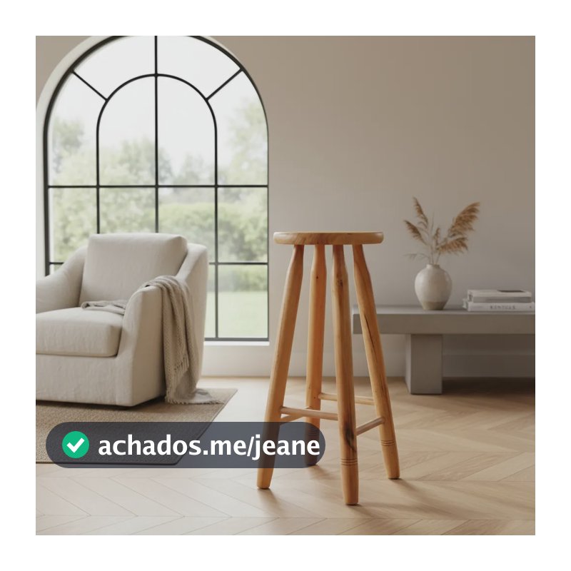 Banqueta Envernizada Madeira Maciça 70cm Cadeira Ilha Balcao Envernizado