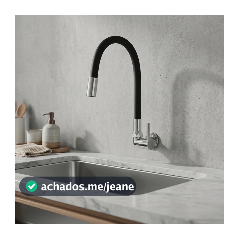 Torneira Parede Articulável Flexível Cozinha Pia Preta Luxo Preto Fosco Fosco