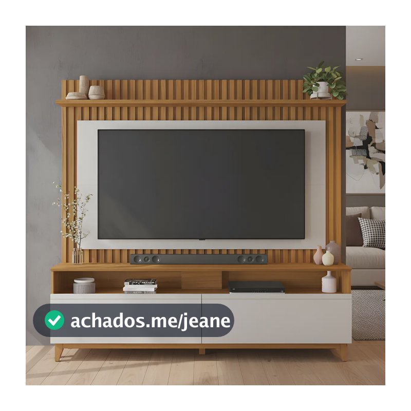 Estante Home Notável Móveis NT1340 para TV até 65" Freijó Trend e Off White