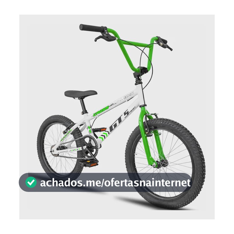 Bicicleta Aro 20 BMX aero cross infantil GT Sprint Cross R20 Freio V-Brake Branco e Verde
