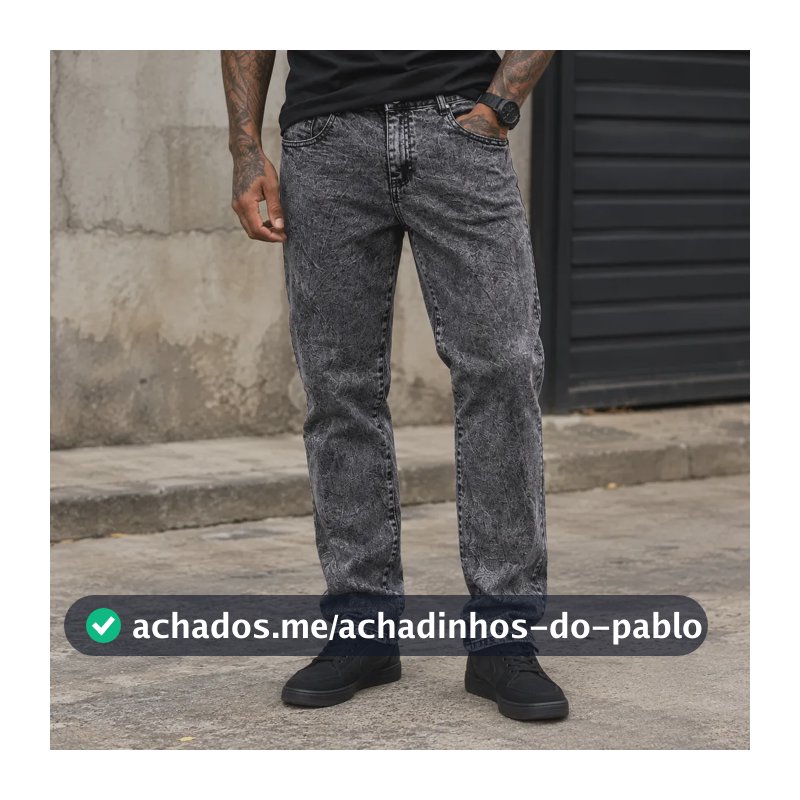 Calça Jeans Masculina Cinza Grafite Lavagem Estonada Modena Grafite 44