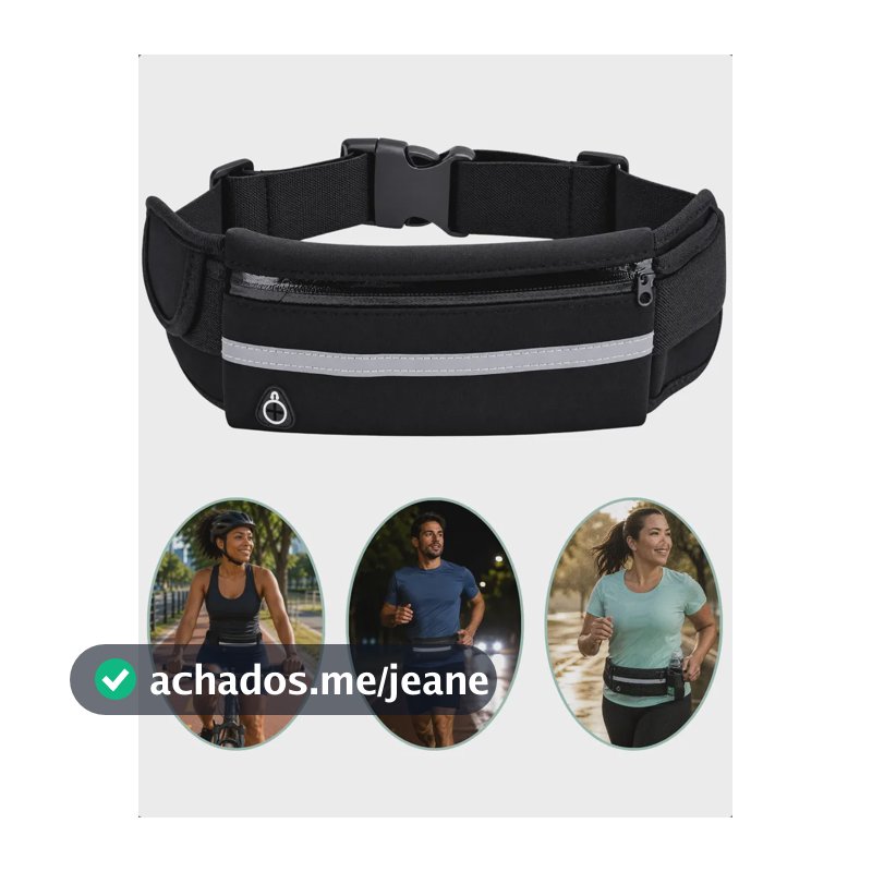 Pochete Corrida Treino Slim Refletiva Porta Garrafa Celular Preto