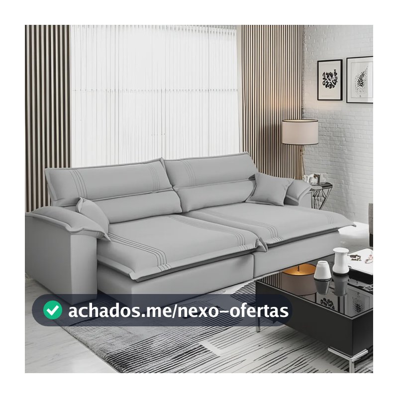 Sofá Retrátil Reclinável 2,50m Nivus Cinza Molas Ensacadas - King House