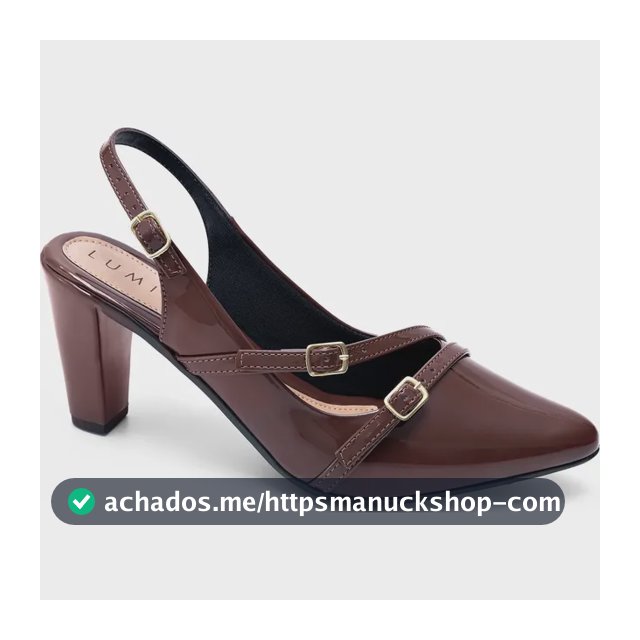 Scarpin Feminino Fivelas Slingback Salto Baixo Bico Fino