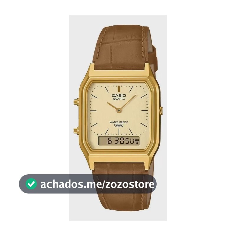 Relógio vintage Casio AQ-230EGL-9a Local Barrio Belgrano em marrom dourado