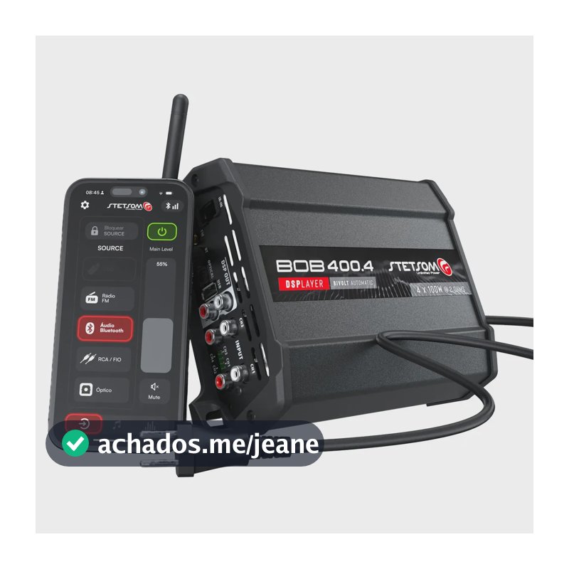 Stetsom Bob400.4 Dsplayer Processador Digital Amplificado Com Bluetooth & App 400w Rms 4 Canais In + 2 Out Plug & Play Direto Na Tomada Stx