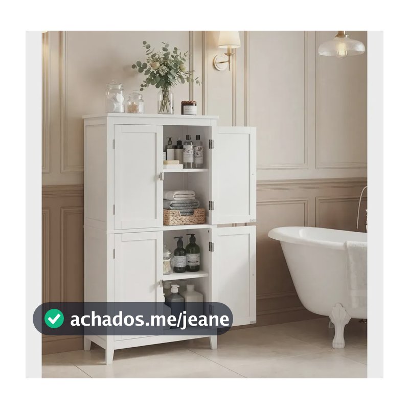 Armário Para Banheiro Com Prateleiras Ajustáveis Cor Branco