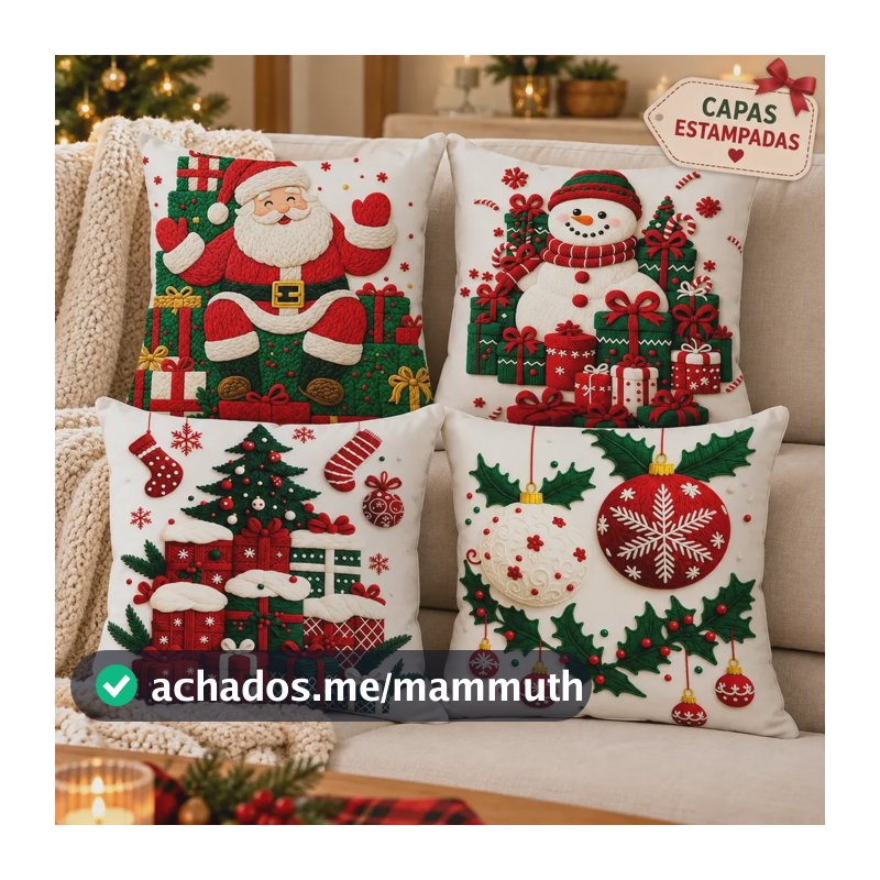 Kit 4 Capas De Almofadas Decorativas Natal Papai Noel 23 Multicolor Natal 23