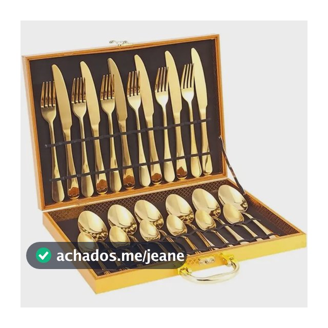 Kit 24 Faqueiro Dourado Talheres Luxo Premium  Com Maleta Dourado