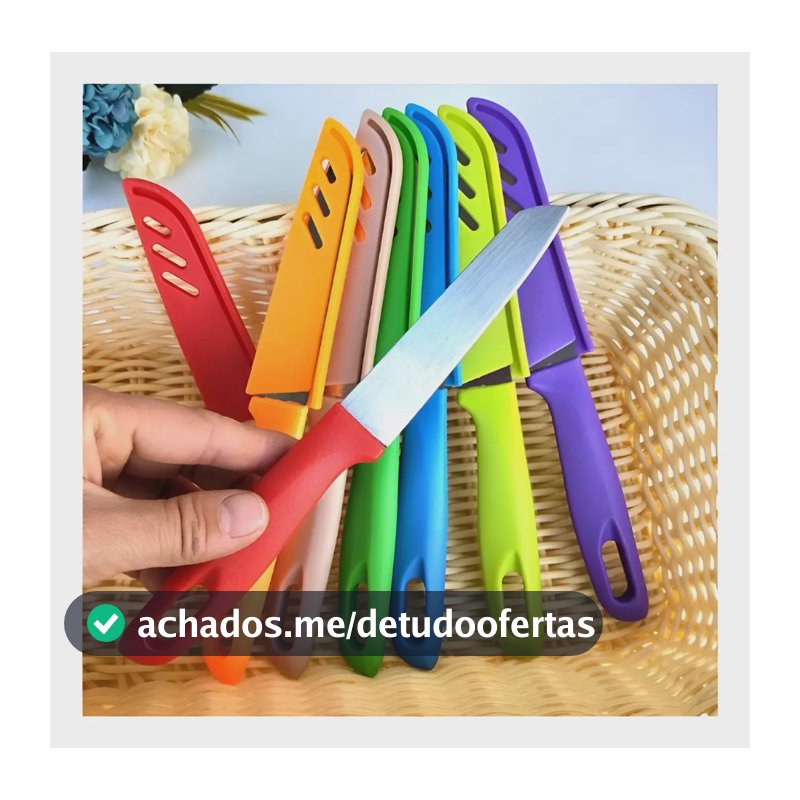 Faca Cozinha Afiada Capa Cabo Colorido Fruta Legume Verdura Cor COLORIDO