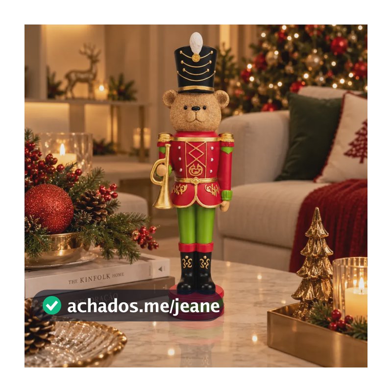 Soldadinho Quebra Nozes Urso Natal Decoração Enfeite Casa Vermelho 1.2v