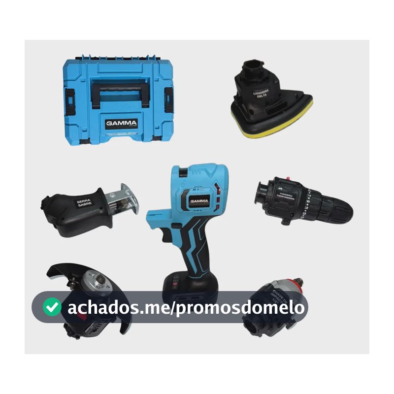 Kit Multifuncional Gamma 21v Brushless Parafusar Cortar Lixa