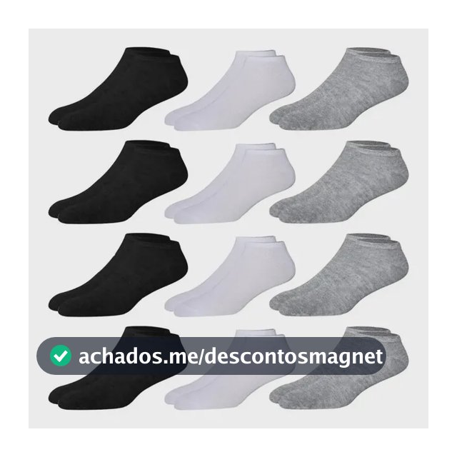 Kit 12 Pares Meia Soquete Cano Curto Preto 38 Ao 44 Premium