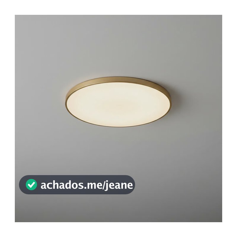 Luminária Teto Plafon Sobrepor Led 24w 30cm Sala Quarto Biv 110v/220v - Bivolt Dourado - Luz Branca 6500k