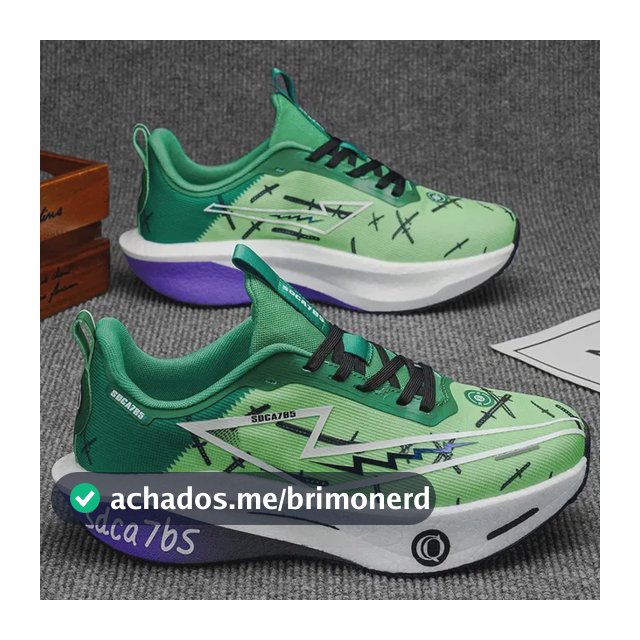 Tênis De Corrida Com Solado Alto Macio Masculino Verde Geométrico 44