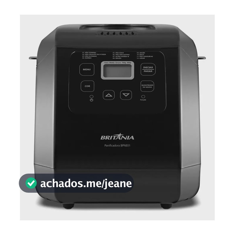 Panificadora Britânia Digital 12 Programas 3l Bpne01 Preto 127v