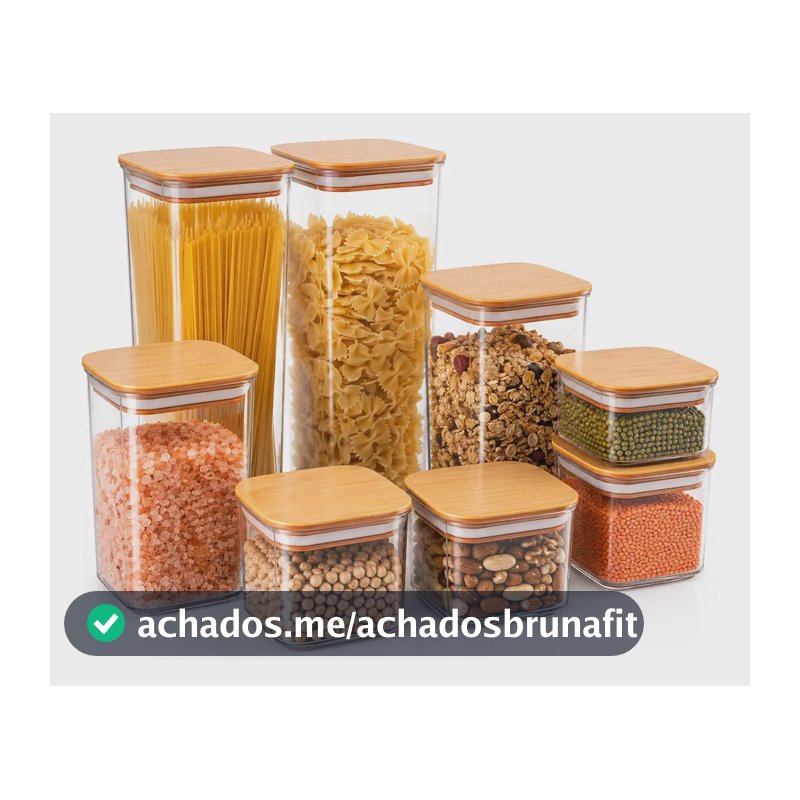 Kit 9 Potes Plásticos Herméticos Organizador Cozinha Marrom