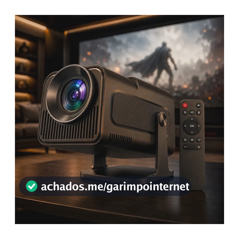 Projetor HY320 Davely Smart TV Android WiFi 6 390 ANSI Lumens Full HD Suporte 4K HDMI Bluetooth 85-200 Polegadas Alto Falante Com Controle Remoto Bivolt Portátil Mini