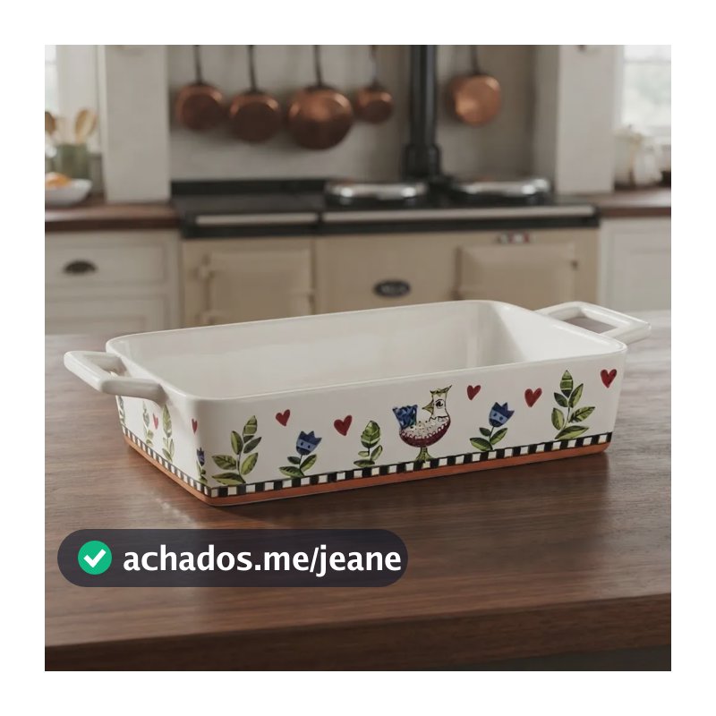 Travessa Retangular Em Cerâmica Egan Cocorico Laranja 35x19c Laranja