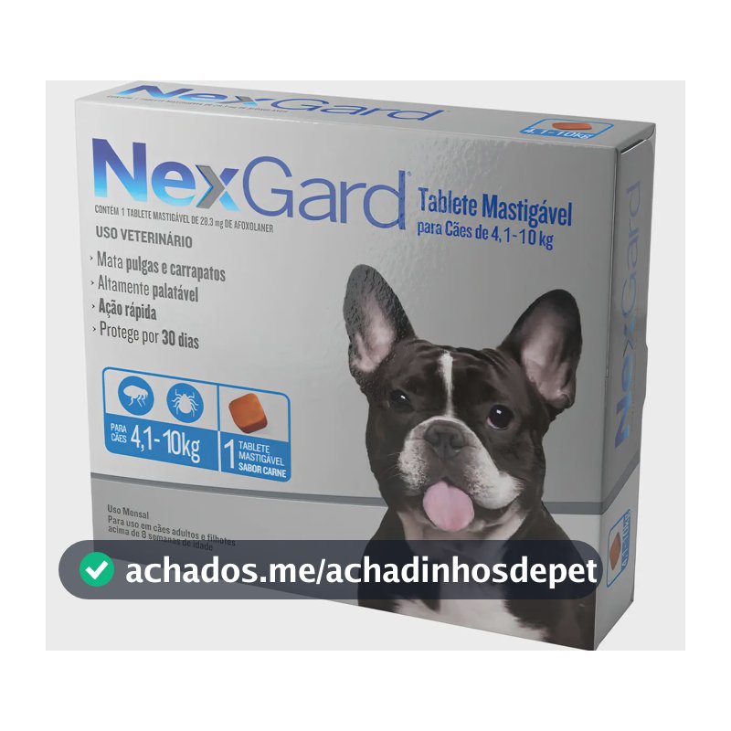 NexGard Para Cães de 4 a 10 Kg com 1 comprimido Contra Pulgas e Carrapatos