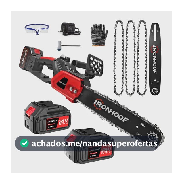 Moto Serra Elétrica 12 Polegadas Portátil 2 Baterias Vermelho 110/127/220v