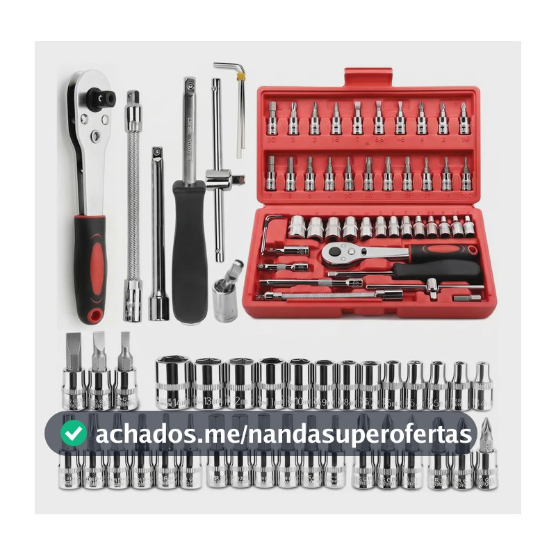Chave Catraca Canhão Cachimbo 46 Peças Vermelha 4-14mm