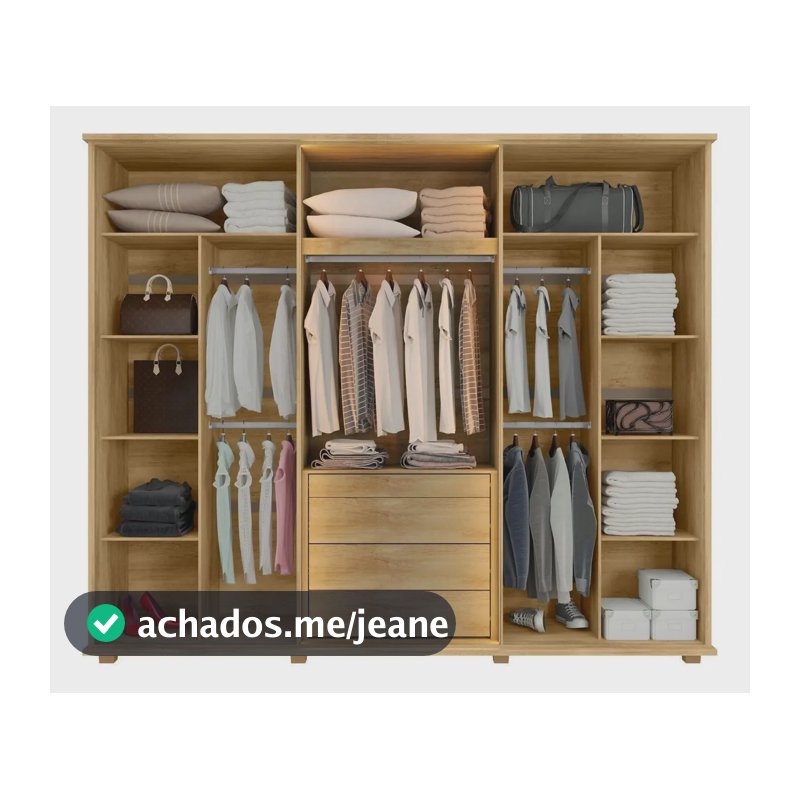 Guarda-roupa Casal 6 Portas Com Led E Vidro Reflecta 5