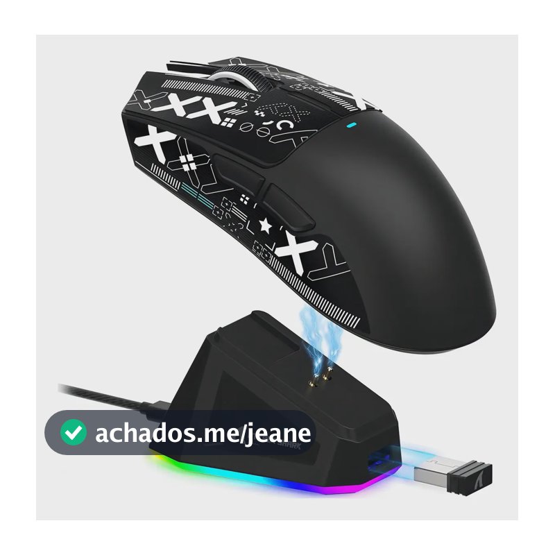 Mouse Para Jogos Sem Fio Attack Shark X11 22k Dpi Rgb Adesivo Antiderrapante Preto