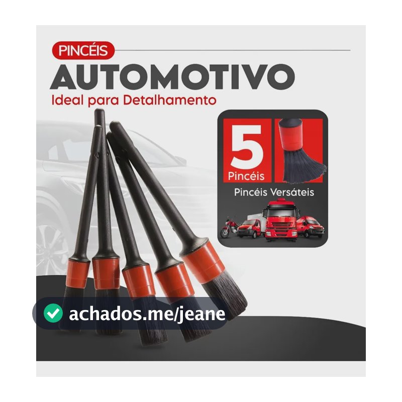 Kit 5 Pincéis Para Detalhamento Automotivo Carro E Moto