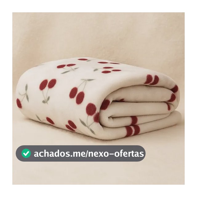 Manta Cobertor Casal Padrão Cama Decorativa Cerejas Cerejas 350 G Branco