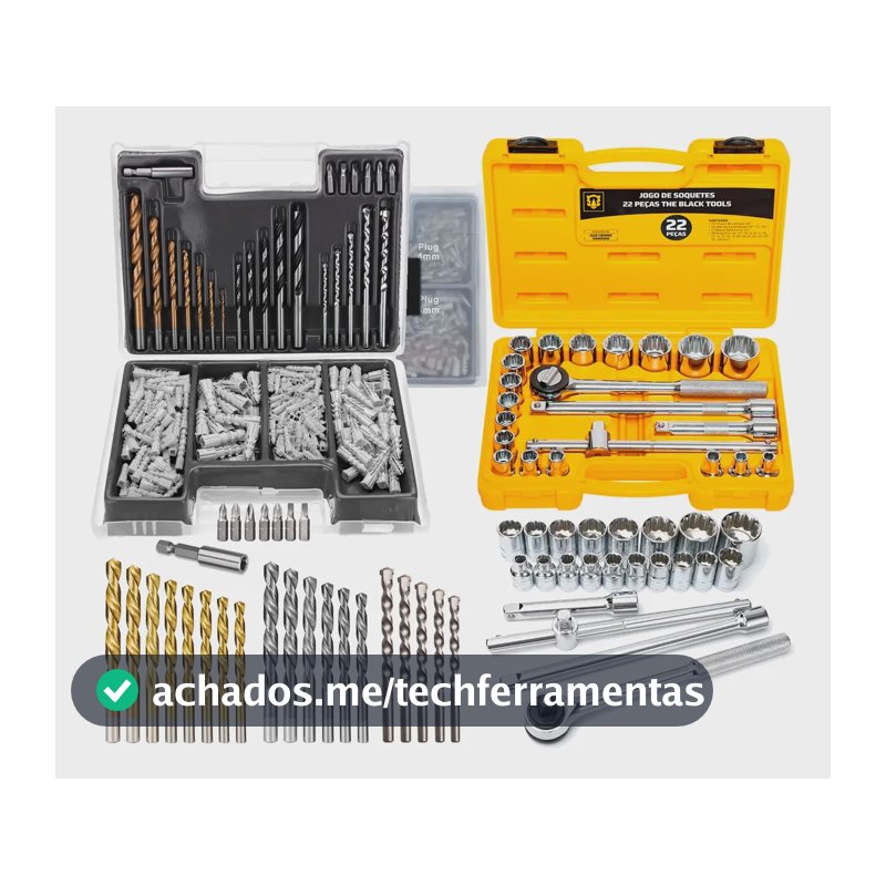 Jogo Chaves Combinadas Ferramentas Broca Bits Buchas 322 Pçs Amarelo